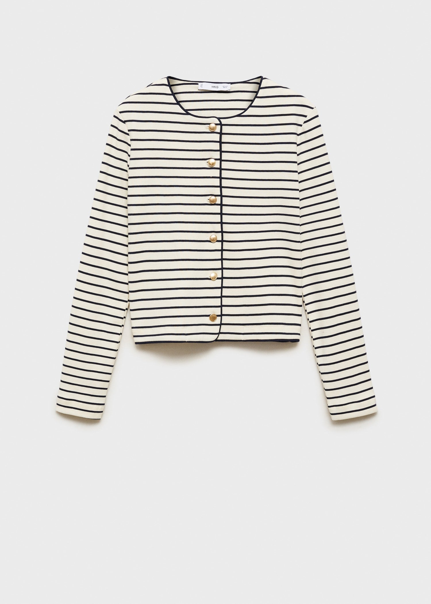 MANGO - Stripped knit cardigan ecru - S - Woman