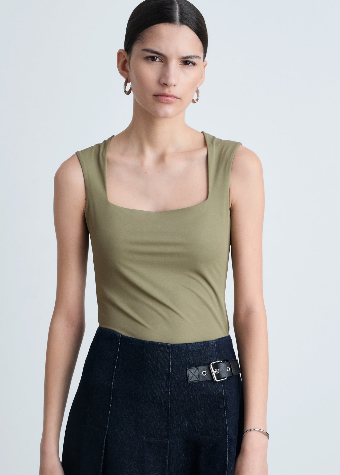 MANGO - Square-neck strappy top khaki - XXS - Woman