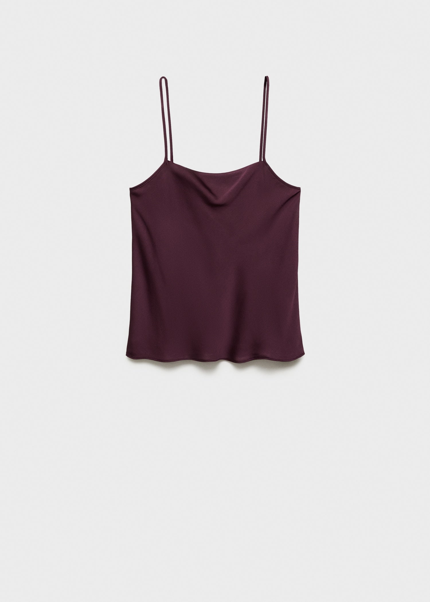 MANGO - Satin top with thin straps wine - S - Woman