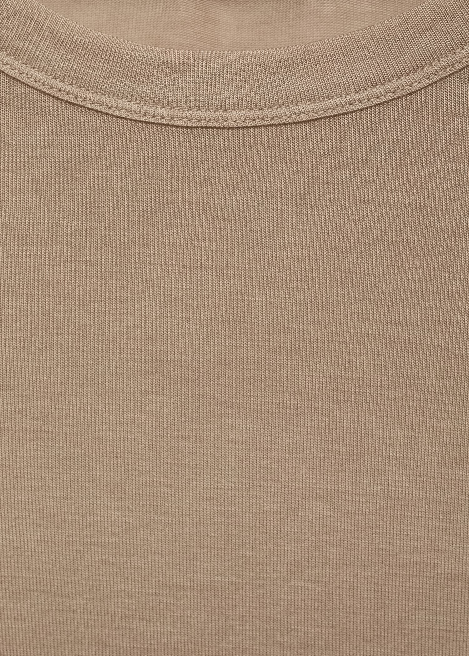 MANGO - Long-sleeved wool-blend t-shirt light/pastel brown - M - Woman