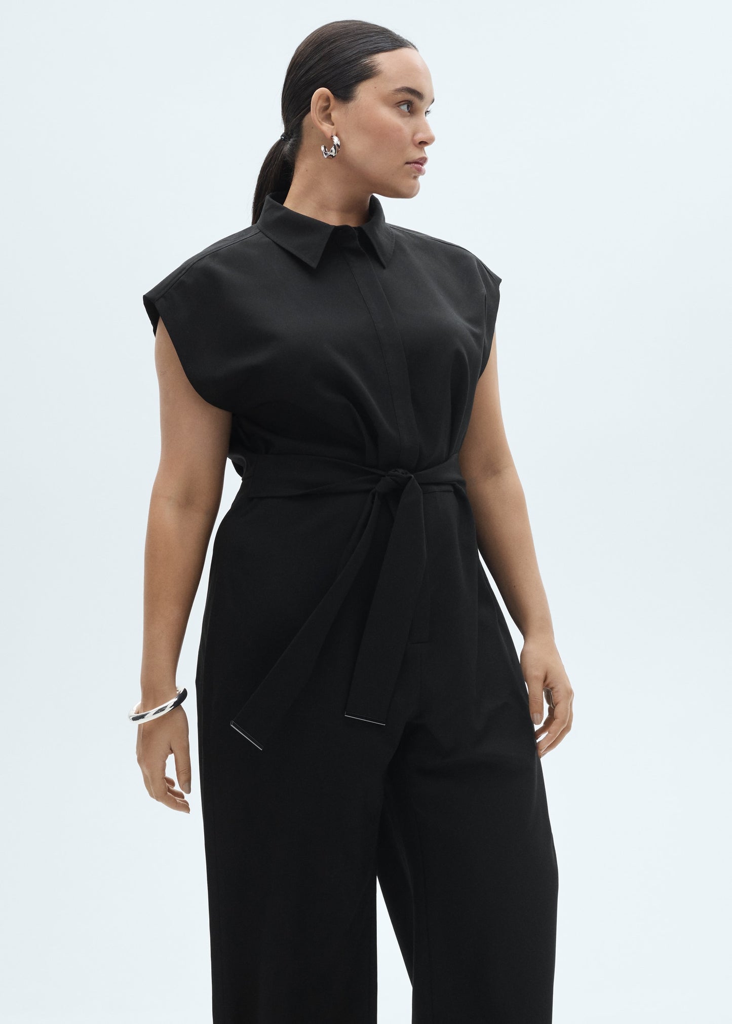 MANGO - Straight-fit jumpsuit with belt black - S - Woman