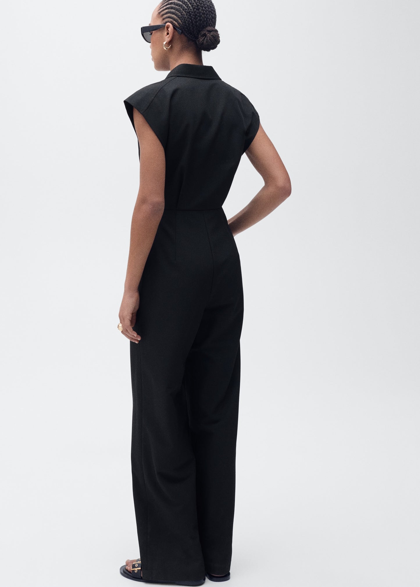 MANGO - Straight-fit jumpsuit with belt black - S - Woman