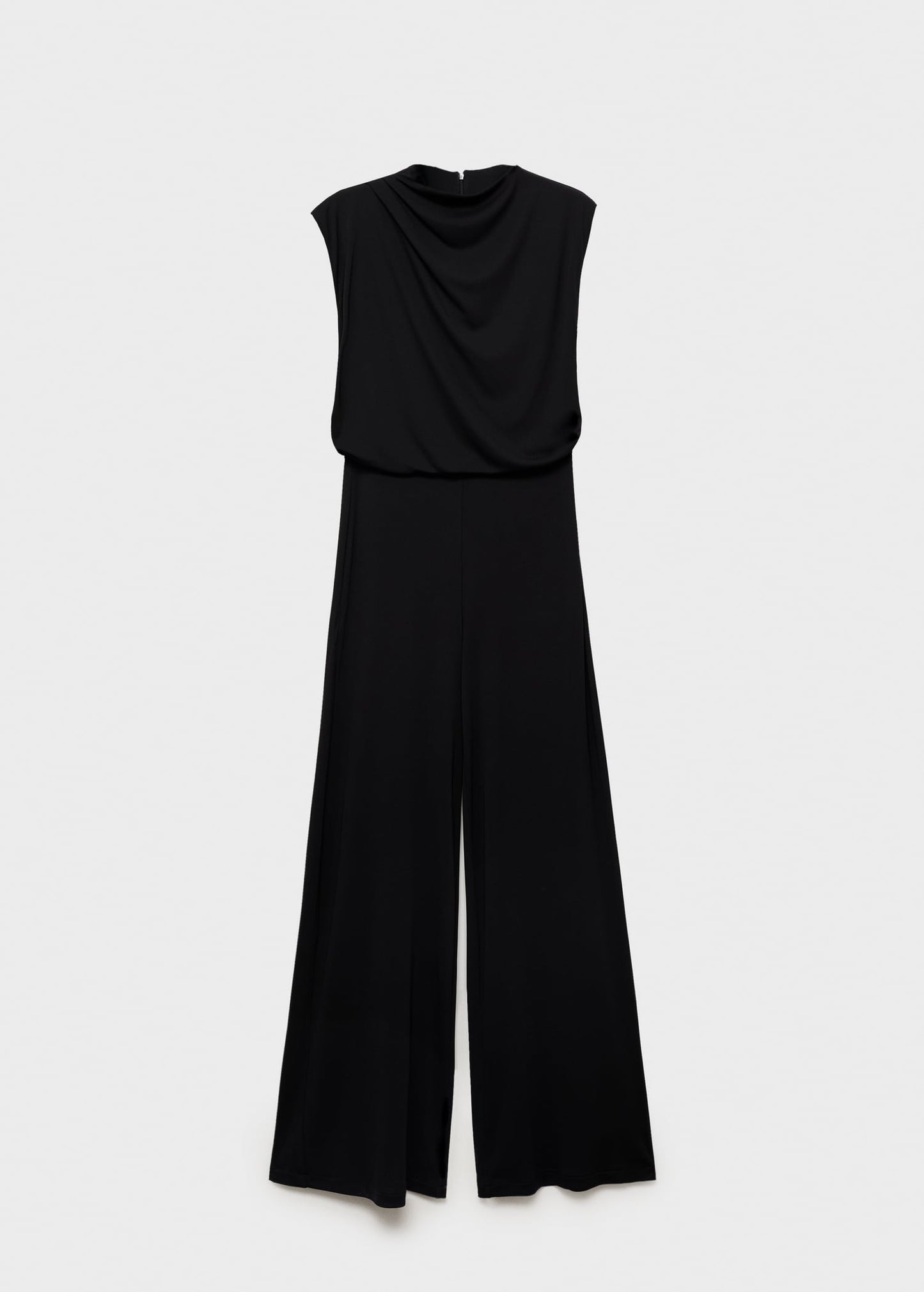 MANGO - Straight-fit jumpsuit with draped neckline black - L - Woman