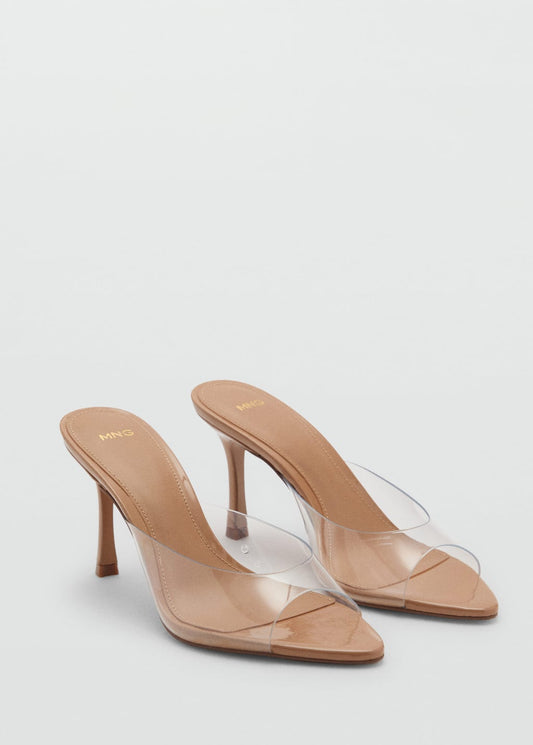 MANGO - Heeled sandals with vinyl panels nude - 8½ - Woman