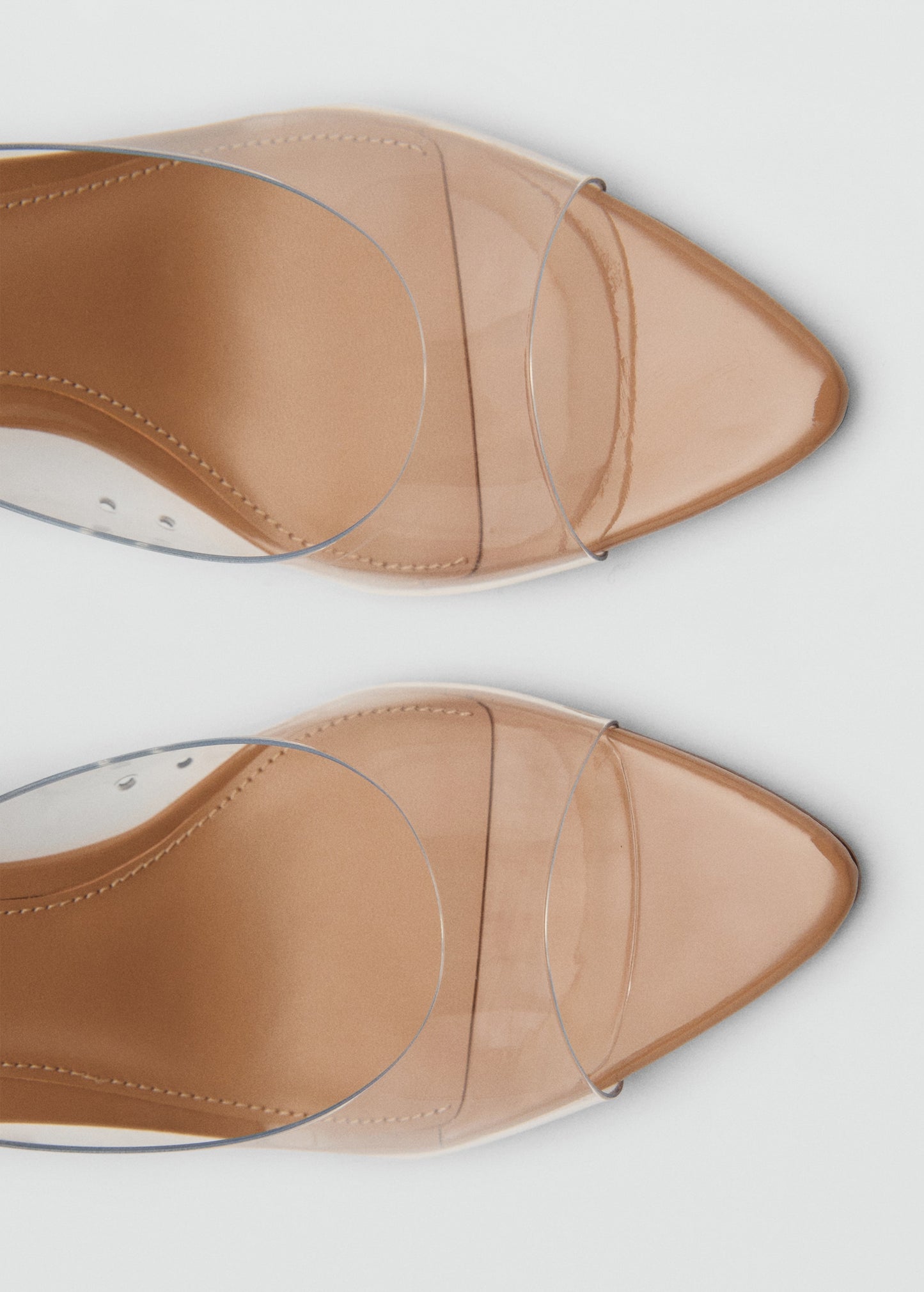 MANGO - Heeled sandals with vinyl panels nude - 8½ - Woman