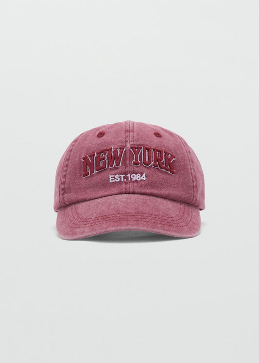 MANGO TEEN - Denim cap with visor maroon - One size - Teenage girl