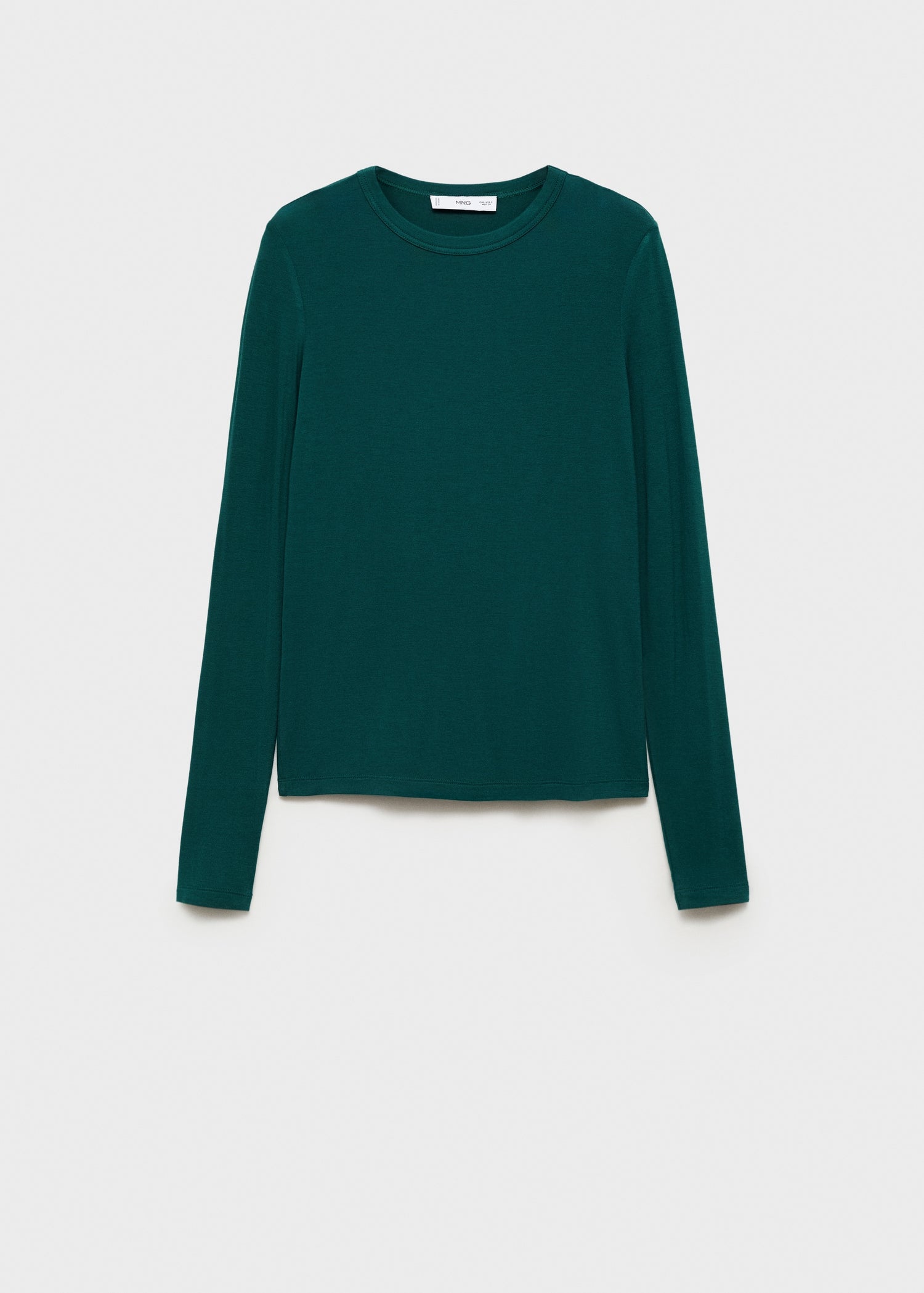 MANGO - Round-neck long-sleeved t-shirt dark green - S - Woman