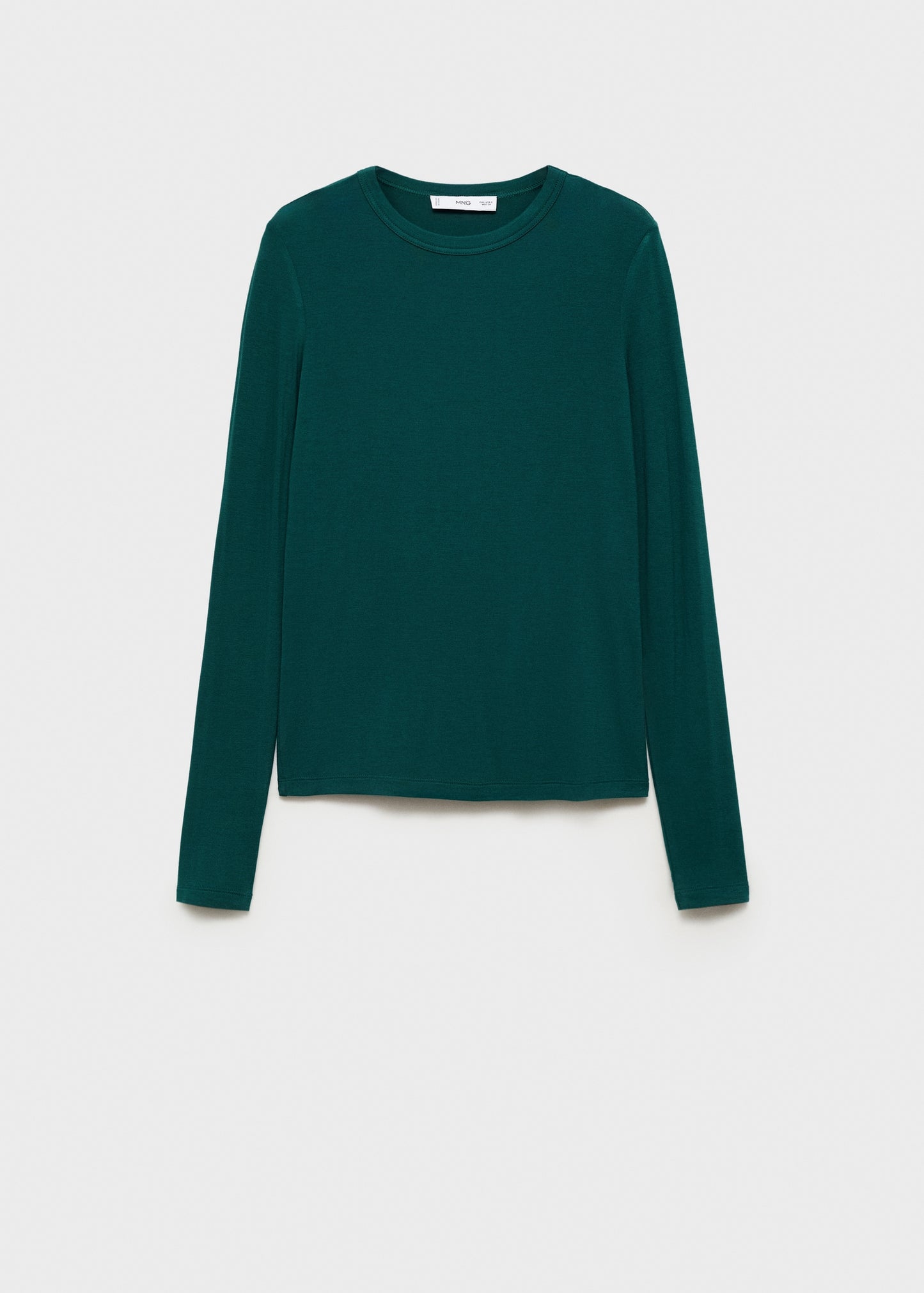 MANGO - Round-neck long-sleeved t-shirt dark green - S - Woman