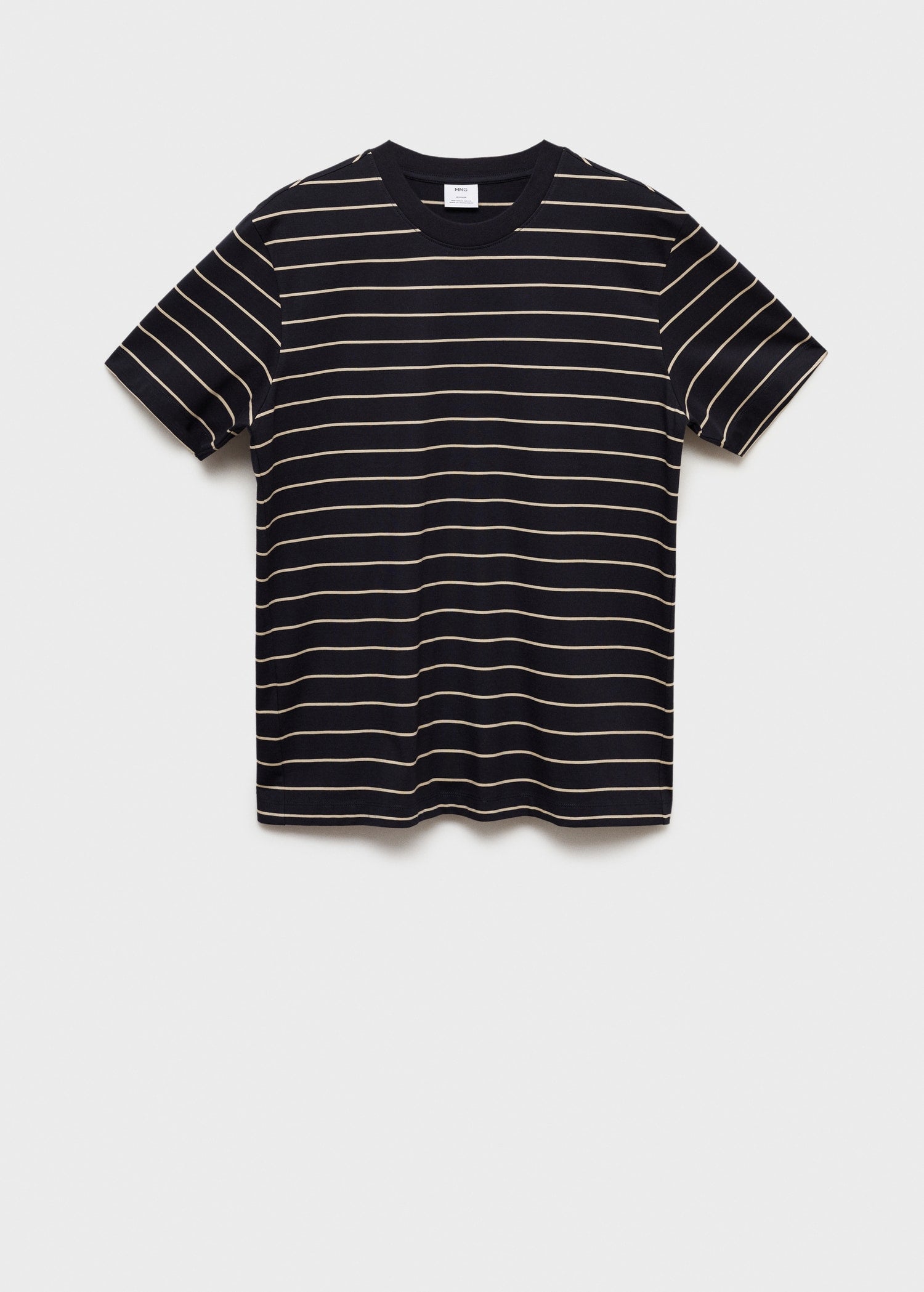 MANGO MAN - 100% cotton striped t-shirt dark navy - S - Man