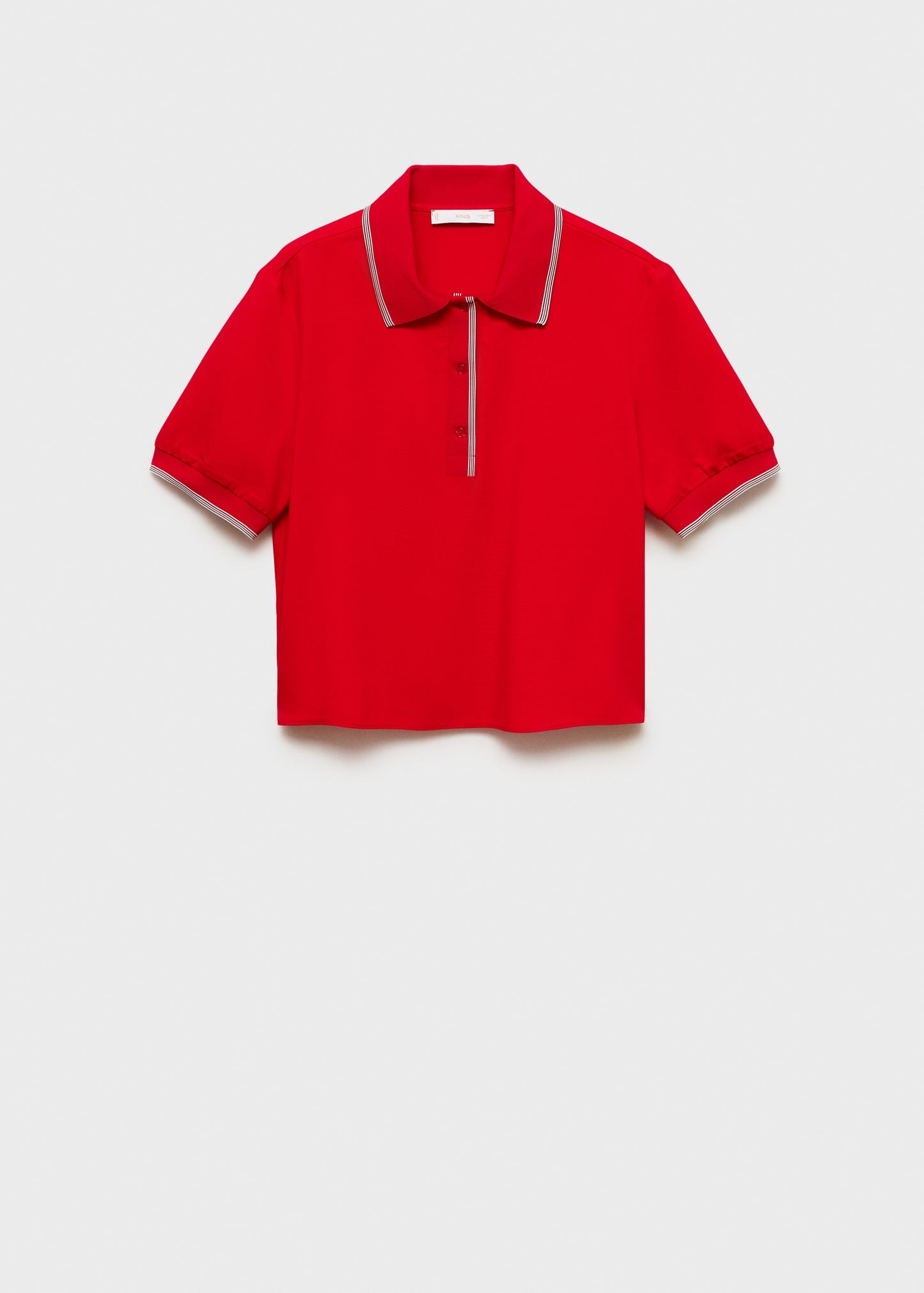 MANGO - Cropped polo shirt with contrasting trim red - 8 - Woman