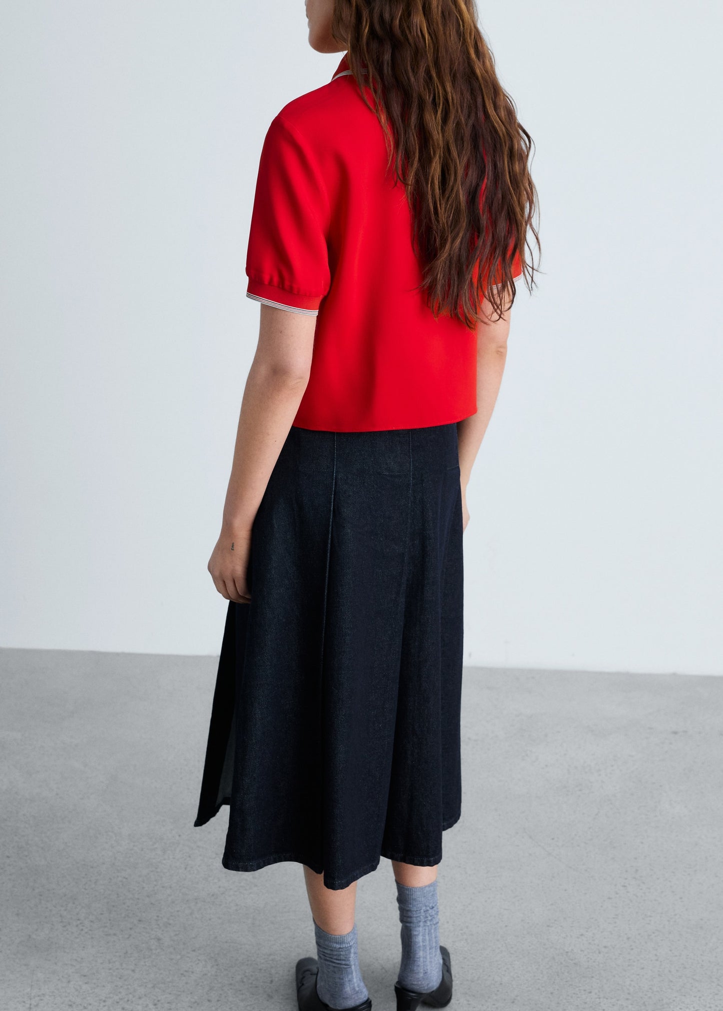 MANGO - Cropped polo shirt with contrasting trim red - 8 - Woman