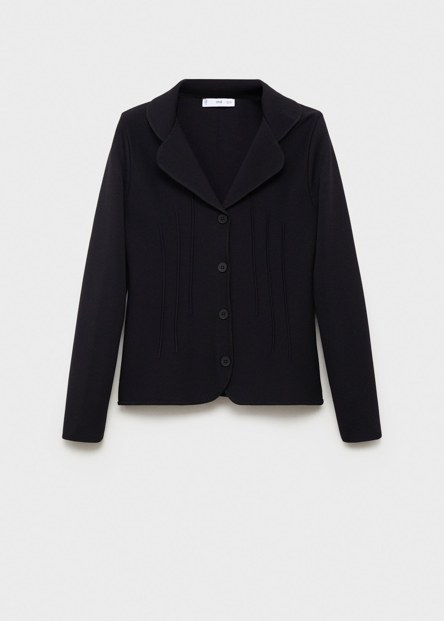 MANGO - Knitted jacket with lapel collar black - XS - Woman