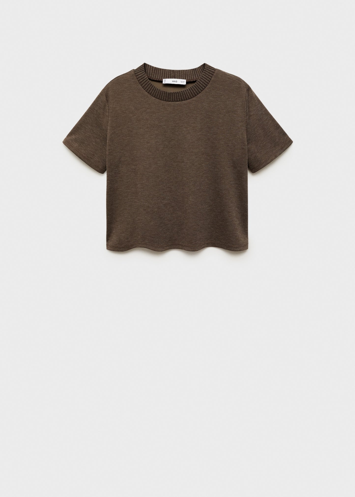 MANGO - Short-sleeve knitted t-shirt brown - XL - Woman