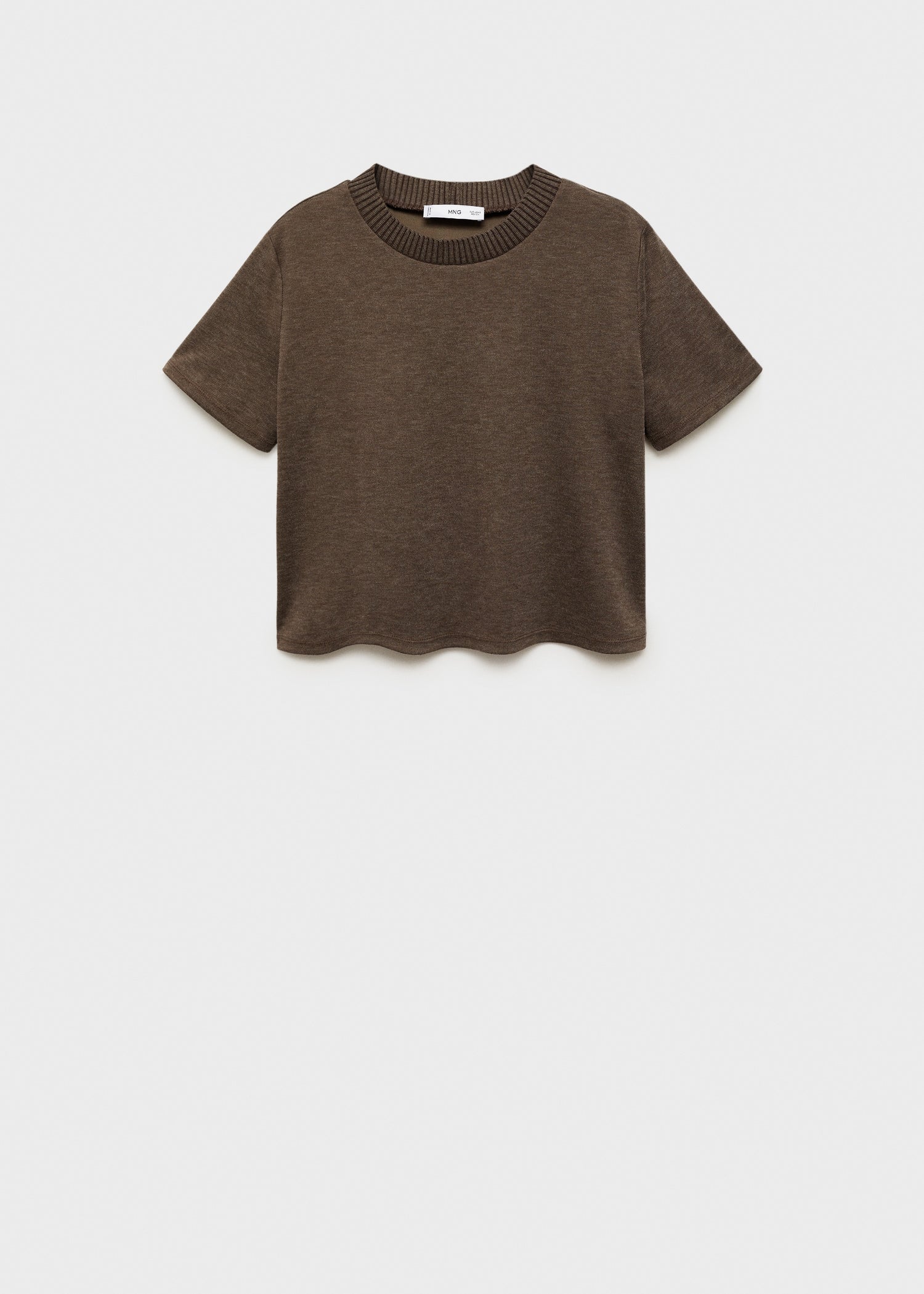 MANGO - Short-sleeve knitted t-shirt brown - XL - Woman