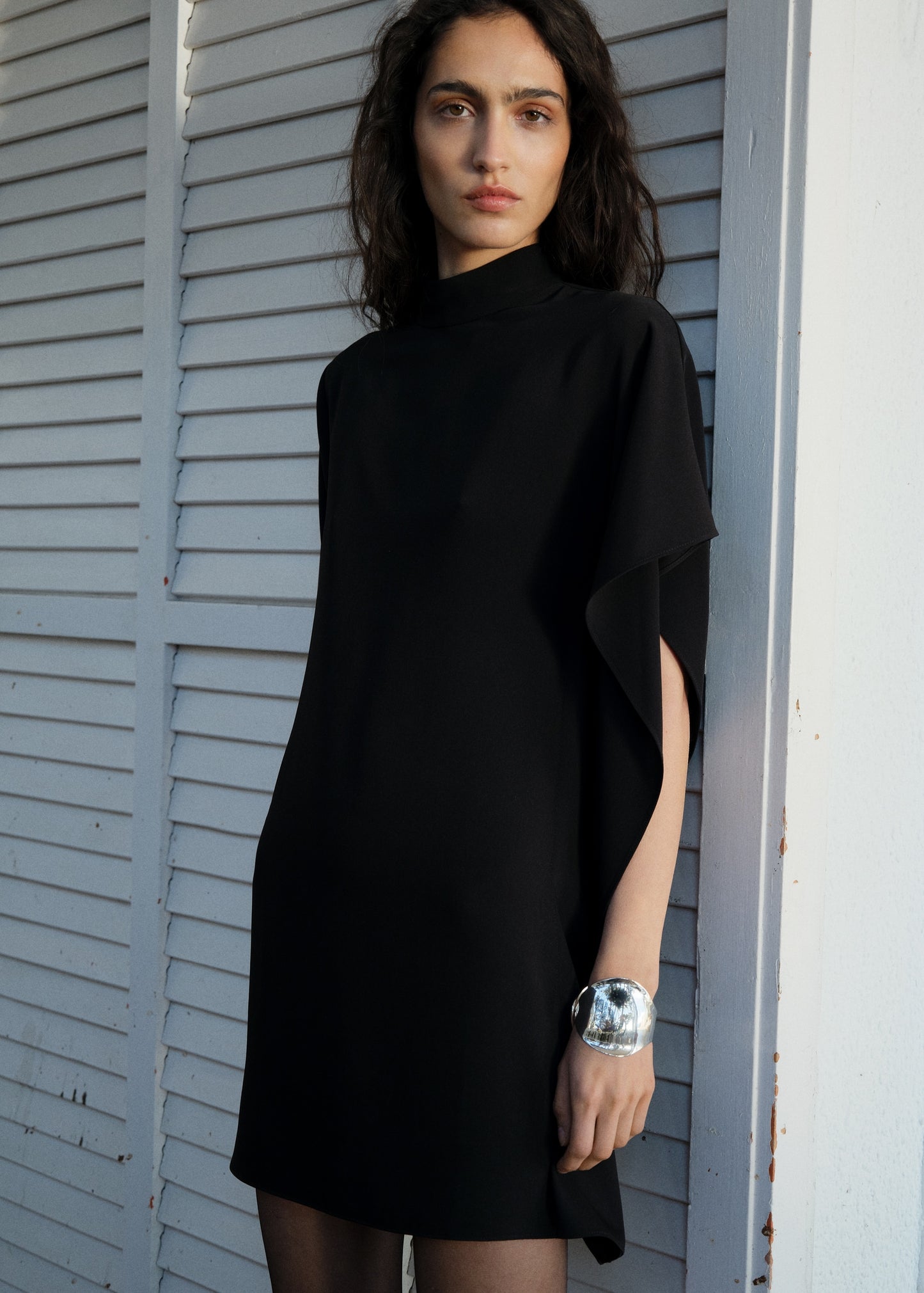 MANGO - Short asymmetrical sleeve dress black - 2 - Woman