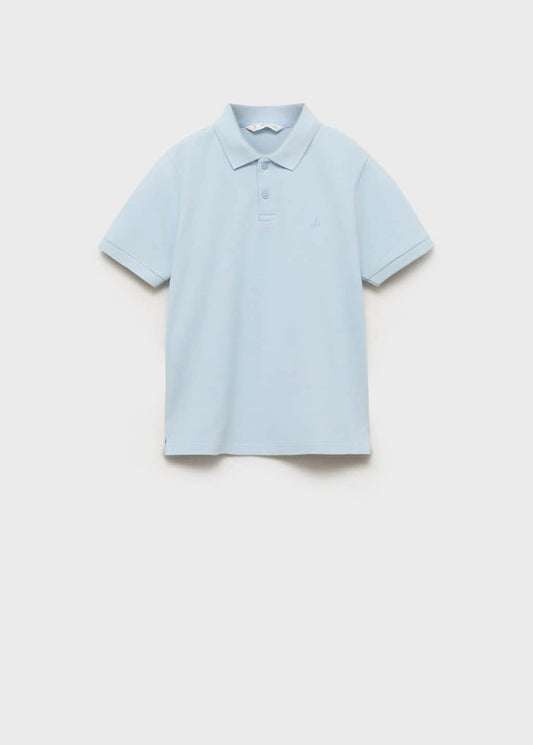 MANGO KIDS - Short-sleeved cotton polo shirt sky blue - 7-8 years - Kids