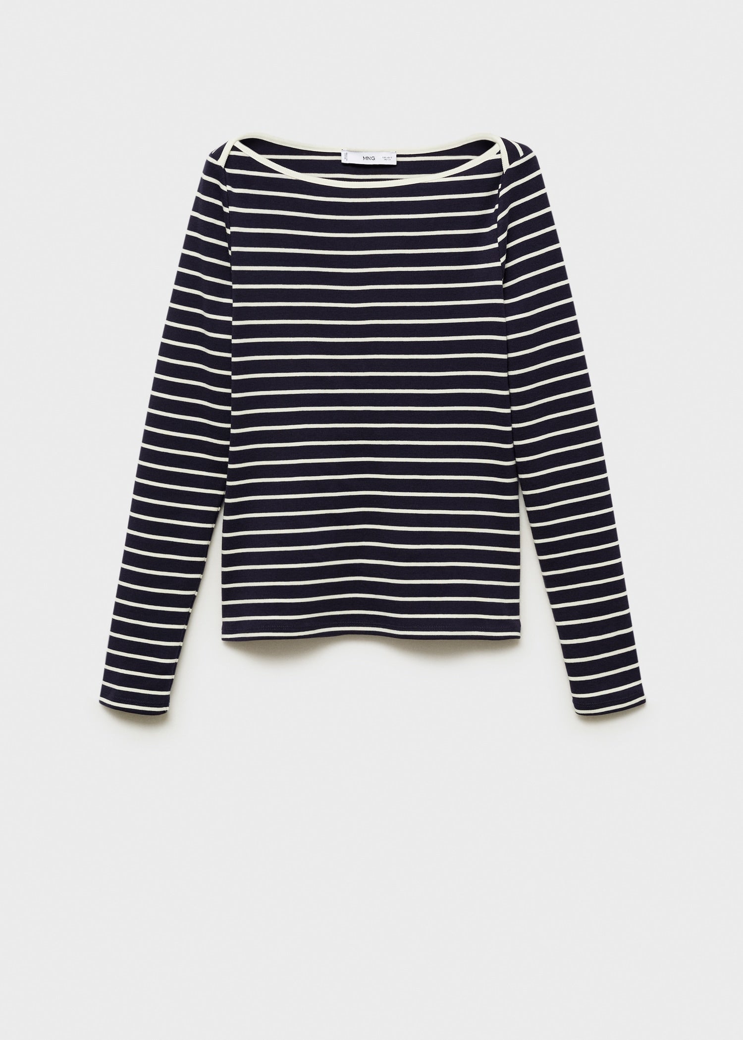 MANGO - Striped boat-neck t-shirt dark navy - M - Woman