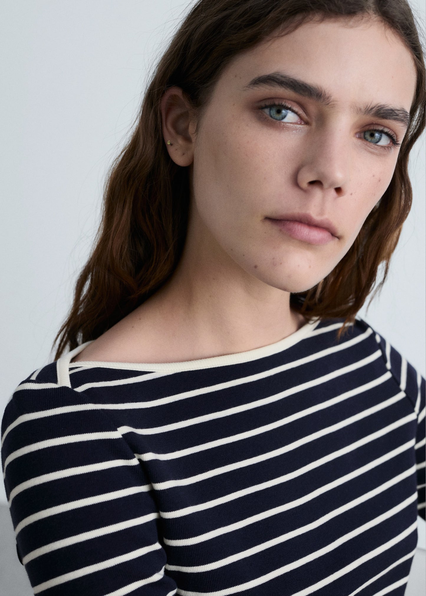 MANGO - Striped boat-neck t-shirt dark navy - M - Woman