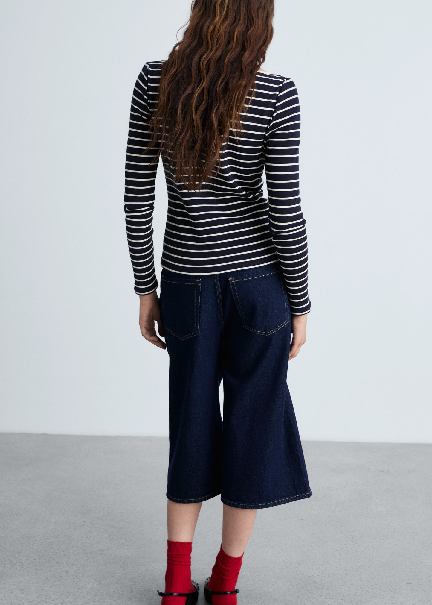 MANGO - Striped boat-neck t-shirt dark navy - M - Woman