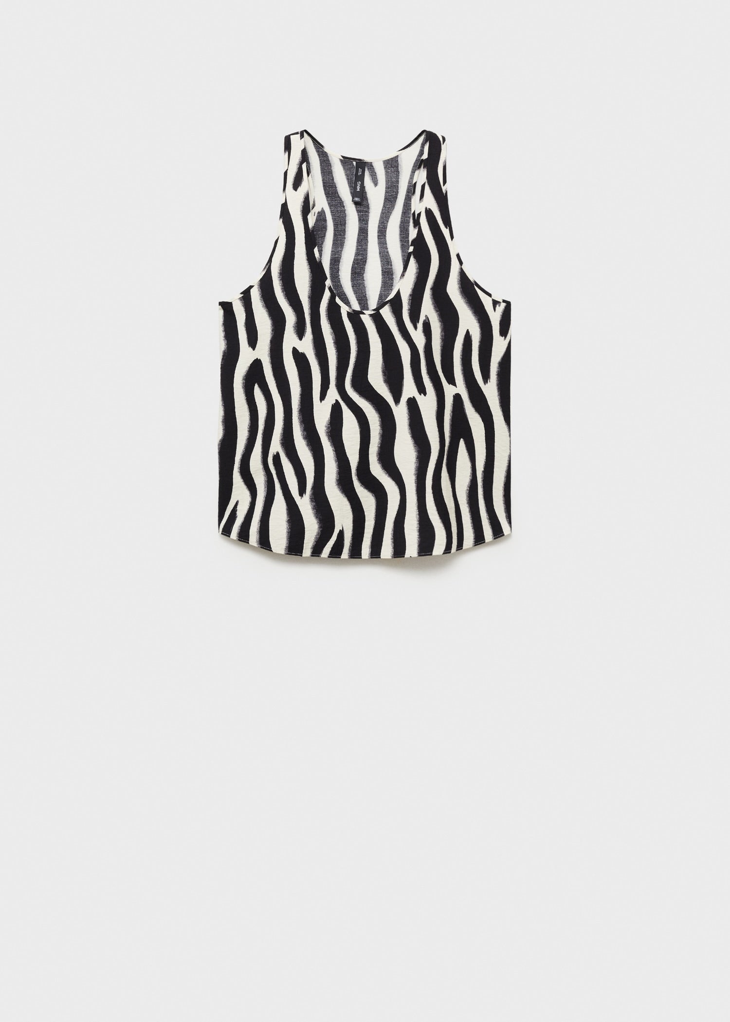 MANGO - Zebra-print strappy top ecru - S - Woman