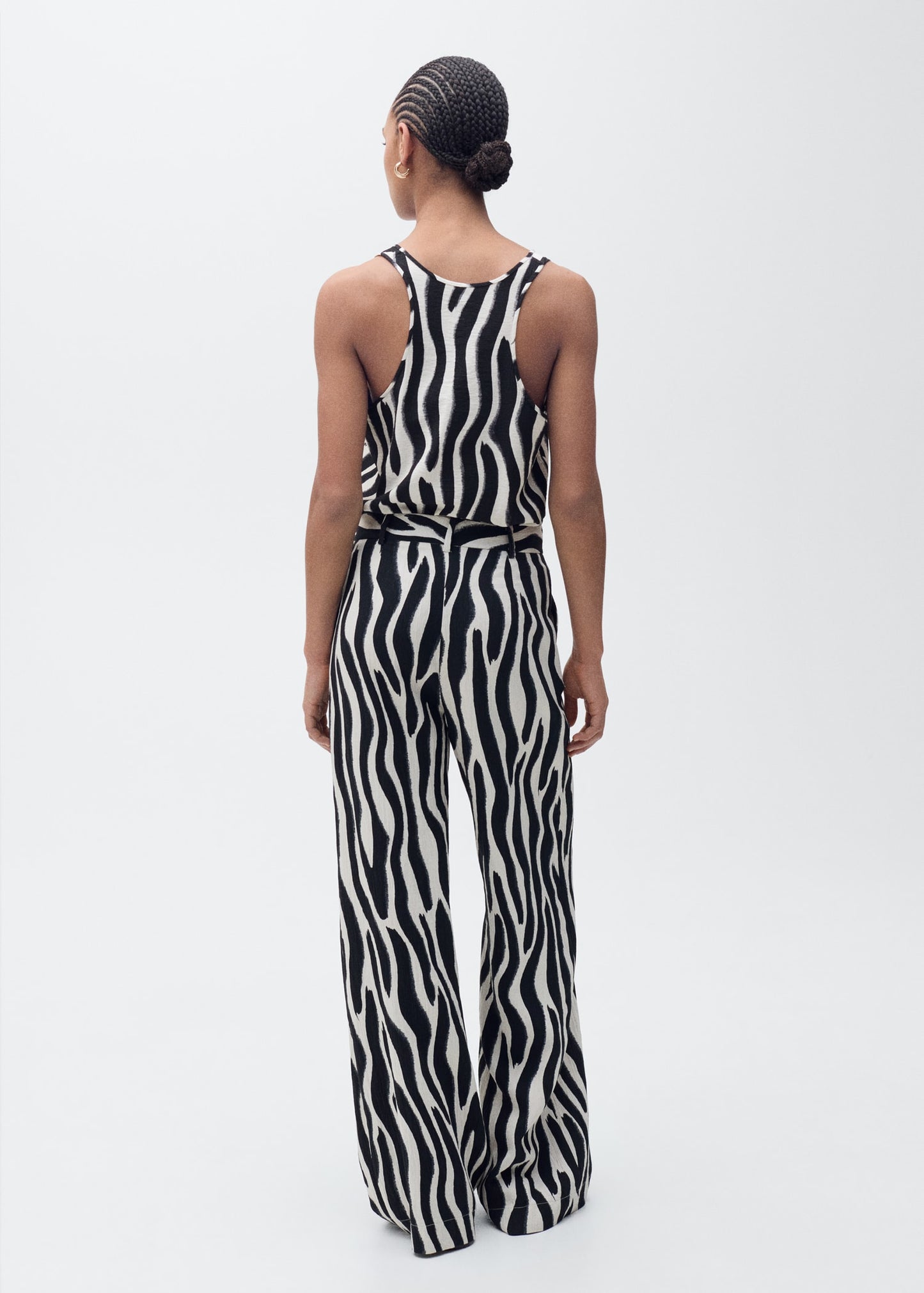 MANGO - Zebra-print strappy top ecru - S - Woman