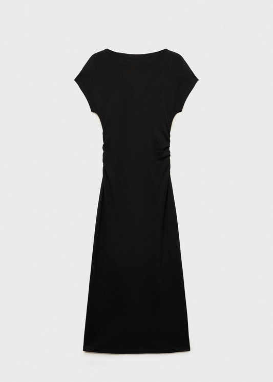 MANGO - Midi-dress with draped detail black - 10 - Woman