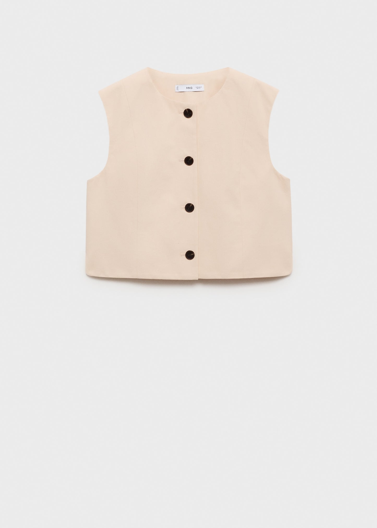 MANGO - Cotton crop top with buttons ecru - S - Woman