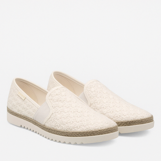 Skechers Women's Flexpadrille Lo Too Ritz Slip On Flat Shoes (Natural) - Size 7.5 M