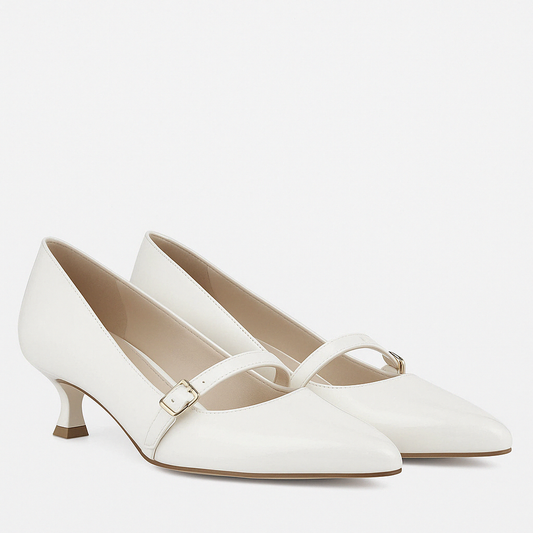 Lifestride Women's Madelyn Mary Jane Pump Shoes (White Faux Leather) - Size 7.0 M